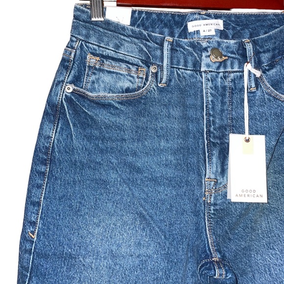 NWT Good American Good Classic Raw Hem High Rise Jeans Blue940 - Picture 10 of 10